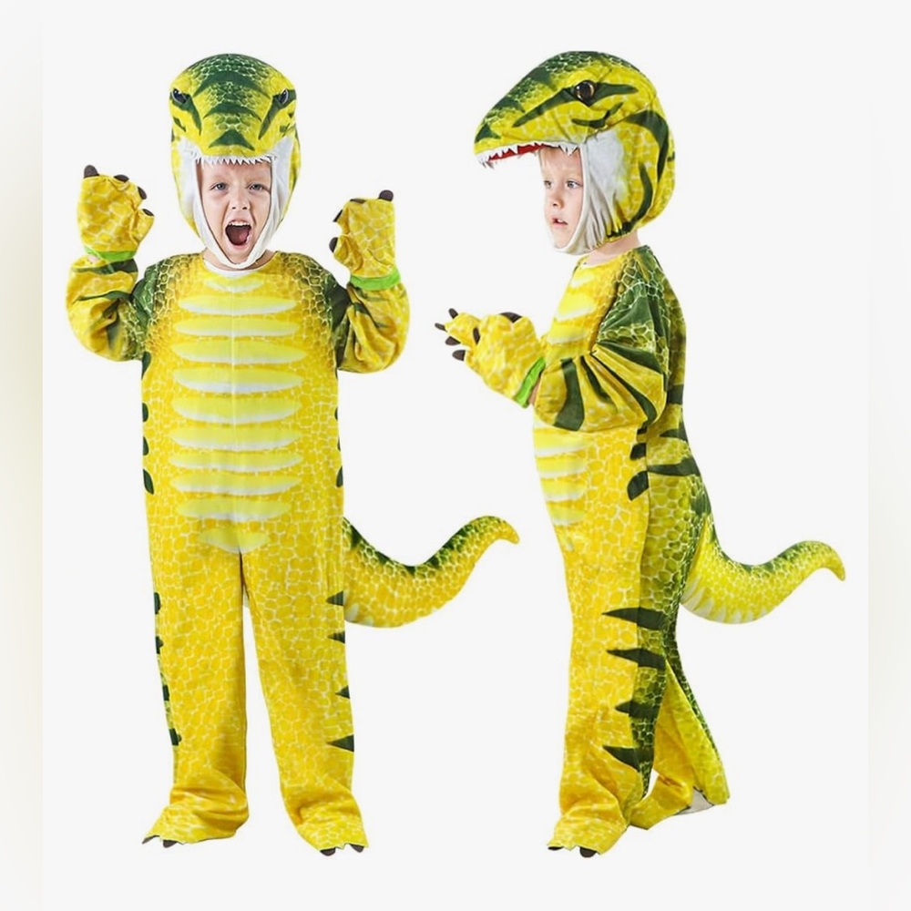 Kids Dinosaur Costume Yellow Trex Raptor size 5-7